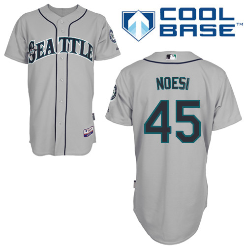 Hector Noesi #45 MLB Jersey-Seattle Mariners Men's Authentic Road Gray Cool Base Baseball Jersey